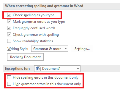 Cómo deletrear y revisar la gramática en Microsoft Word ms word check as type