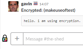 Mensaje enviado en Slack, encriptado con Shhlack