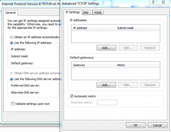 Configuración avanzada de TCP / IP