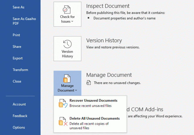 Microsoft Office 2019 recupera documentos no guardados