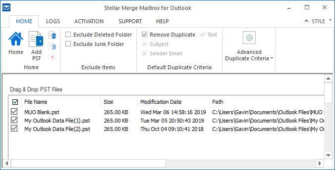 combinación estelar perspectiva de correo fusión pst