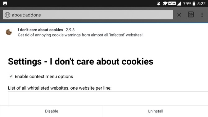 No me importan las cookies Firefox Android