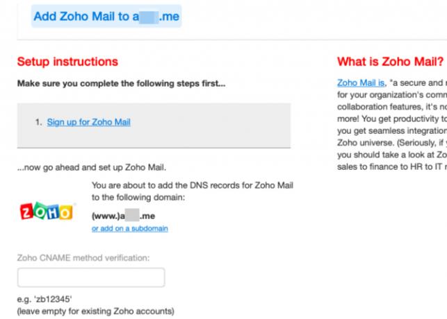 instale Zoho Mail usando la configuración de un clic en iwantmyname.com