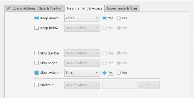 reglas de la ventana de kde