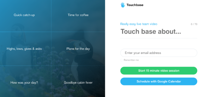 Touchbase obliga a los miembros del equipo a mantener reuniones de videollamadas sobre el tema e impone un límite de 15 minutos