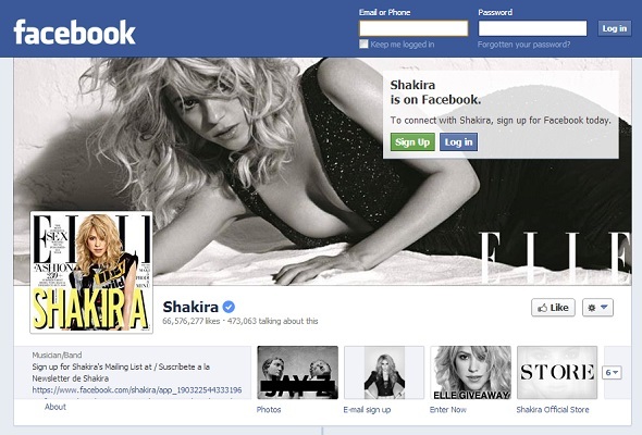Nos gustas: 8 músicos con las páginas más populares en Facebook facebook shakira