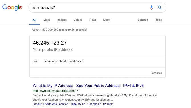 captura de pantalla de preguntarle a google cuál es mi ip
