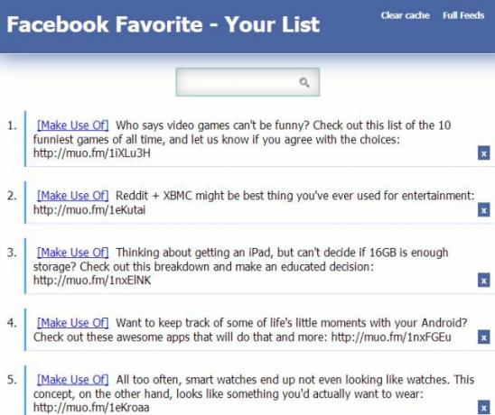 Lista de favoritos de Facebook para Chrome