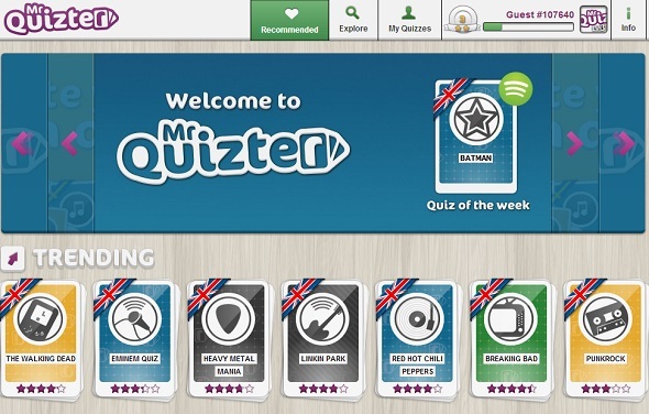 Pon a prueba tus conocimientos de música con la aplicación Mr. Quizter Spotify mr quizter homepage