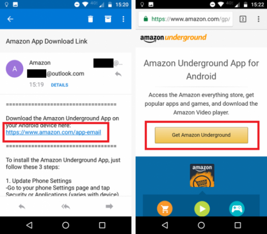 Cómo instalar la tienda de aplicaciones de Amazon en Android descarga de correo electrónico de la tienda de aplicaciones de Amazon 571x500