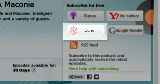 software de gestión de podcasts de zune