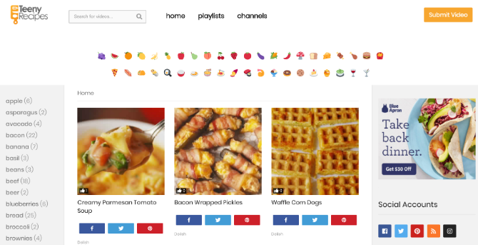 Ver todas las recetas de comida de Facebook en Teeny Recipes