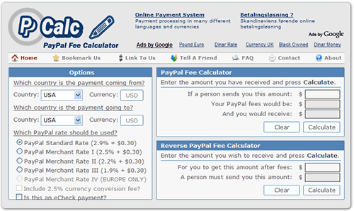 PPCalc - Calculadora de tarifas de PayPal en línea