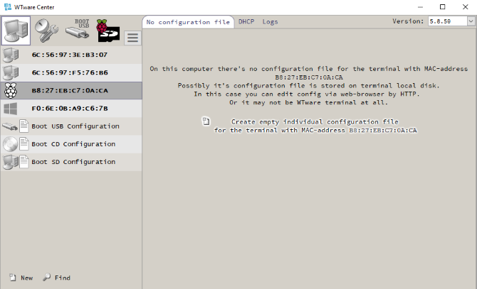 Crear una configuración de WTWare