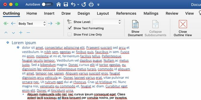 Cómo escribir un libro electrónico: vista de esquema de Microsoft Word