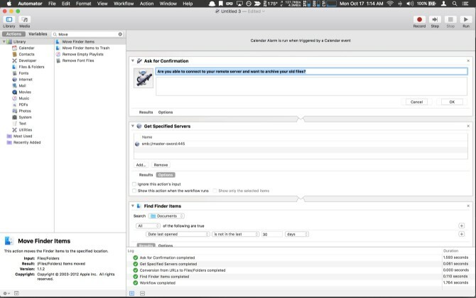 Alarma de Mac Sierra Automator