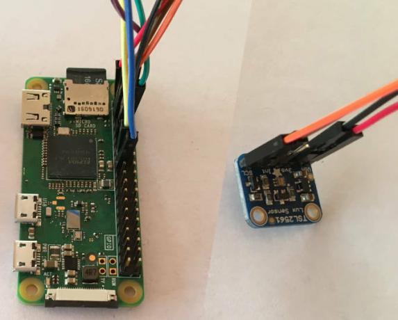 Raspberry Pi Zero W conectado al sensor de lux TSL2561