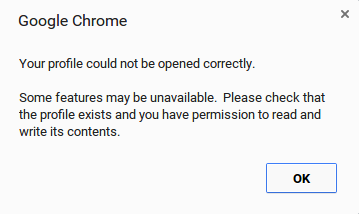 error de perfil de Chrome