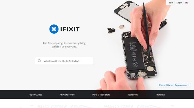 Sitio web de reparación de gadgets IFixIt