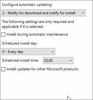 Configurar la política de grupo de Windows 10 de actualización automática