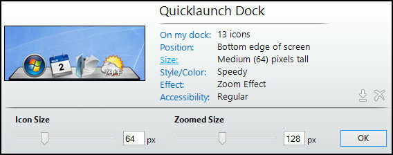 ObjectDock: personalice rápidamente su escritorio y aumente su funcionalidad [Windows] Configuración de ObjectDock Tamaño de inicio