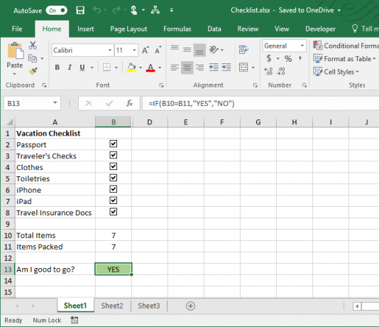 agregar una lista de verificación de Excel