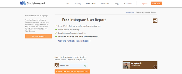 8.1 SimplyMeasured - Nombre de usuario de Instagram