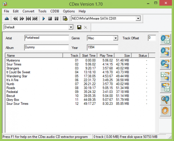 Esta es una captura de pantalla de uno de los mejores programas de Windows. Se llama CDex