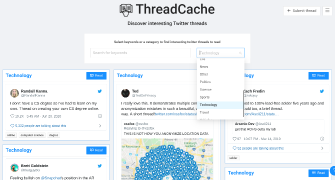 Descubre hilos de Twitter que vale la pena leer en ThreadCache 