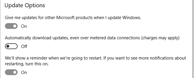 Opciones de actualización de Windows 10