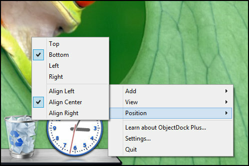 ObjectDock: personalice rápidamente su escritorio y aumente su funcionalidad [Windows] ObjectDock Right Click Position