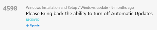 Comentarios de Windows Recuperar actualización