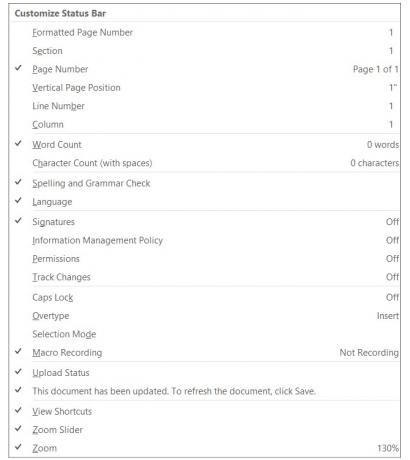 Configuración de la barra de estado Windows