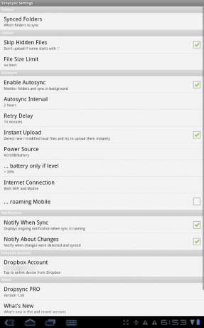 Realmente sincronice su dispositivo Android con Dropbox a través de la configuración Dropsync [Android 2.0+] dropsync