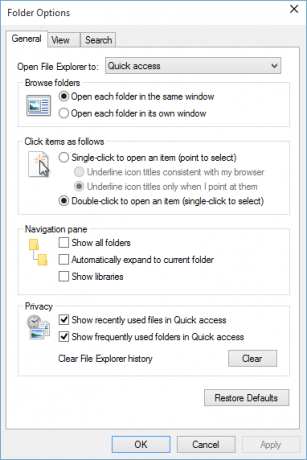 Opciones de carpeta de Windows 10