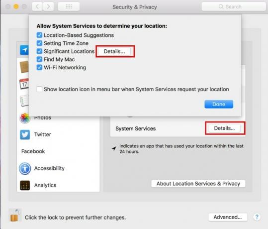 Servicios del sistema de ubicación de Mac