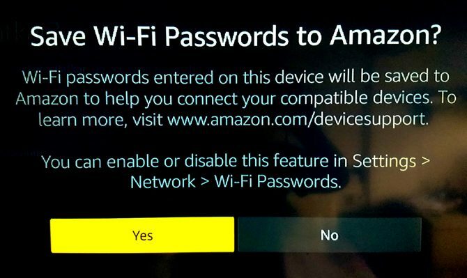 Configuración de Amazon Fire TV Stick: ¿guardar contraseñas de wi-fi en Amazon?