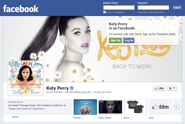 Nos gustas: 8 músicos con las páginas más populares en Facebook facebook katy perry