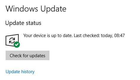 estado de actualización de Windows 10