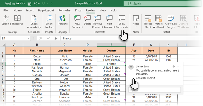 Mostrar todos los comentarios en Excel