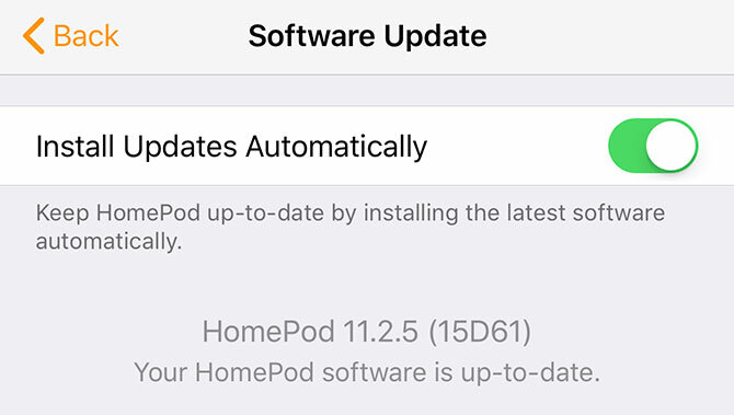 Actualización de software de HomePod