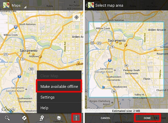 mapas sin conexión de android