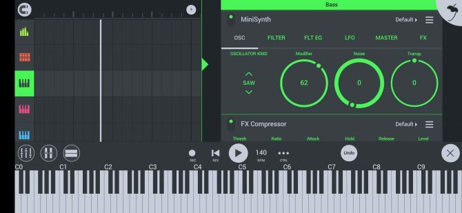 el diseño de pantalla de FL Studio con pantalla de rollo de piano