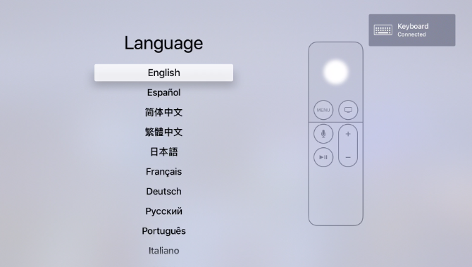 Configuración del teclado Apple TV