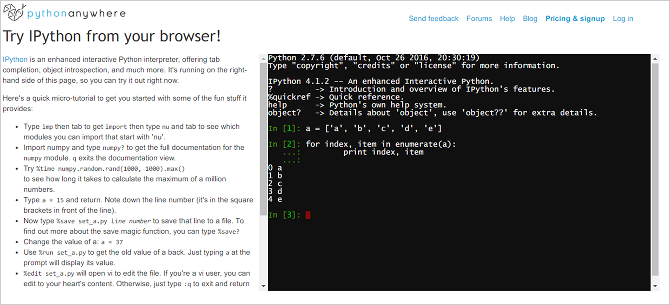 Pruebe Python en su navegador con estos intérpretes interactivos en línea gratuitos python intérprete en línea ipython