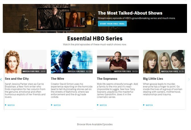 Ver episodios gratuitos Sitio web de HBO