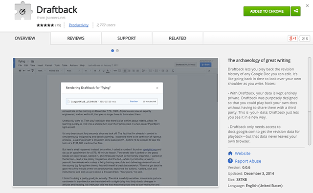 Draftback-extensión