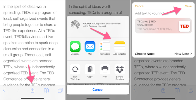 Funciones de Apple Notes: guardar en notas