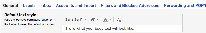 estilo de texto de gmail