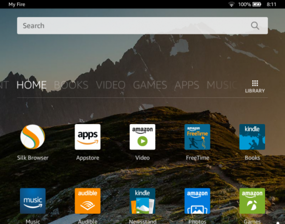 versiones de Android pantalla de inicio amazon fire10